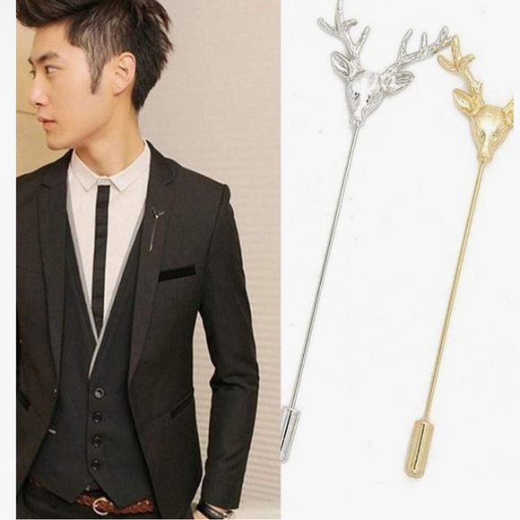 Gold Deer Antler Lapel Pin - Cabincore Western - Picture 7 of 8